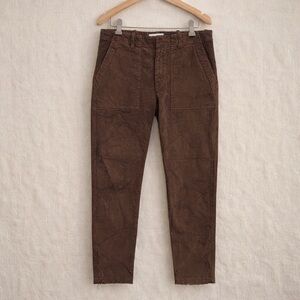 NILI LOTAN Micro Corduroy Utility Pants Straight Leg Brown Luxury Minimalist